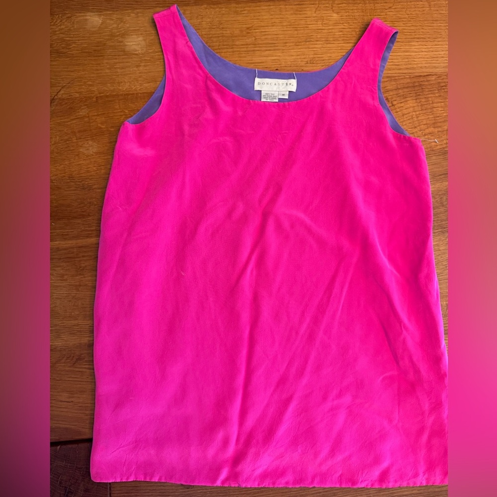 Vintage Doncaster - Silk Reversible Blouse Tank
Pink/Lavender - Size Medium